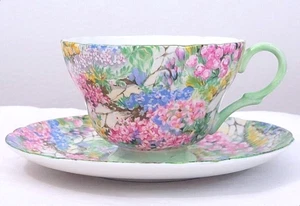 Taza y platillo de chintz floral Shelley England Rock Garden 13454 505 - Imagen 1 de 6