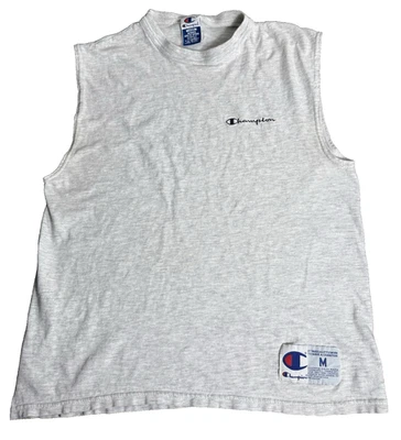Camiseta deportiva de colección Champion Muscle M gris años 90 sin mangas parche con logotipo en el pecho Foto 1 de 4