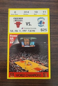 Bulls vs Hornets 1997 basketball ticket stub Michael Jordan 43 points - Picture 1 of 2