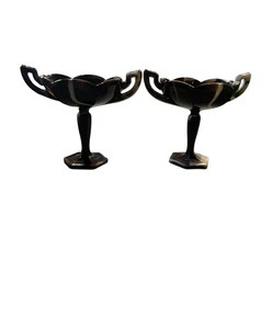 2er Set Westmoreland Lila Schlacke Glas Kompott Standfuß Zweigriffe Bonboniere - Bild 1 von 14