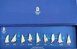 2008 Beijing Olympic Official Sailing Series Sailboat 9pcs Pins Set - Picture 1 of 6
