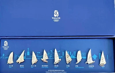 2008 Beijing Olympic Official Sailing Series Sailboat 9pcs Pins Set - Image 1 of 4