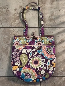 Vera Bradley Plum Crazy Womens Shoulder Bag Tote Bag Purple - Picture 1 of 6