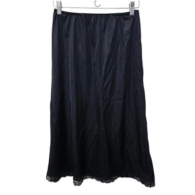 De colección Deena Negro Nylon Encaje Ribete Midi Slip Falda Lencería Para Mujer Mediana Foto 1 de 4