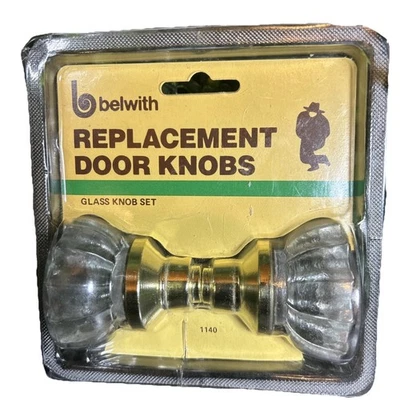 Juego de perillas de vidrio vintage 1984 Belwith PERILLAS DE PUERTA DE REPUESTO #1140 (TOTALMENTE NUEVAS) Foto 1 de 3