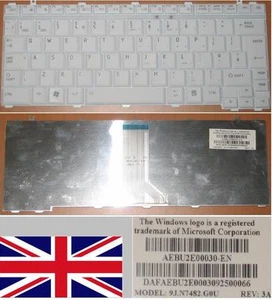 CLAVIER QWERTY UK TOSHIBA A600 U400 Series 9J.N7482.G0U AEBU2E00030-EN BLANC - Picture 1 of 1