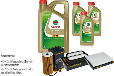 CASTROL, DENCKERMANN Inspektionspaket Castrol EDGE Titanium 5W-30 LL 8L für KIA Sportage 2.0 CRDi