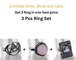 Peridot Chalcedony Topaz, 3 Pcs Ring Set | Combo Set 7.5 Last Minute Deals AU h4 - Zdjęcie 1 z 6