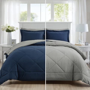 5 Pieces Comforter Set Twin Bed in a Bag, Reversible Bed Set with Comforter, Fla - Picture 1 of 7