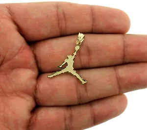 Real 10K Yellow Gold Diamond Cut Small Michael Jordan Jumpman Charm Pendant - Picture 1 of 6