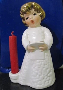 Goebel Engel weiß gold 14 hoch Kerzenständer Sängerin Deko Kerzenhalter Angel - Bild 1 von 8