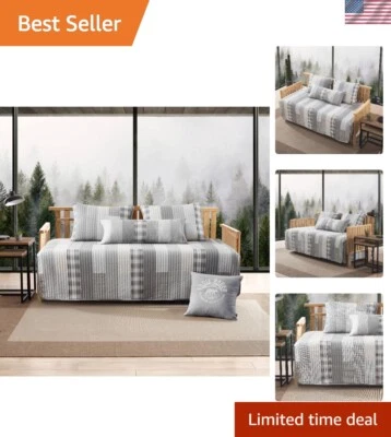 全季 Fairview 灰色沙发床床上用品套装 - 轻便可机洗 — 第 1/4 张图片