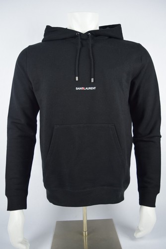 SAINT LAURENT (YSL) NUOVO! Felpa con cappuccio uomo YSL Saint Laurent Rive Gauche nera logo taglia small