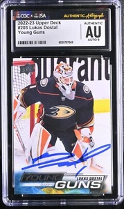 2022-23 UPPER DECK YOUNG GUNS 203 LUKAS DOSTAL SIGNED ROOKIE CARD CGC JSA AU/9 - Picture 1 of 2