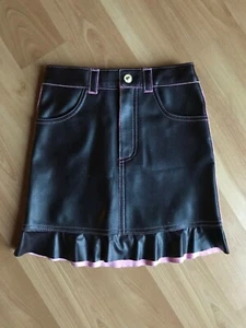 Girl’s Place Jeans Brand Brown Faux Fake Leather Skirt with Pink Backing Size 6 - Picture 1 of 9