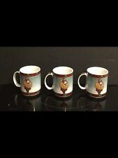 Set Of 3 Father Christmas Coffee Mugs Vtg Santa Claus Plaid 1995 Block by Gear