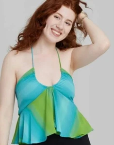 New Woman’s Target Wild Fable Teal Blue/Green Flowy Halter Top (Size XXL) SP - Picture 1 of 5