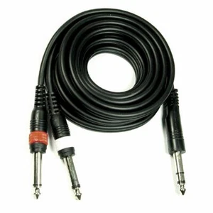 3 m Y-Kabel 6,3 mm Klinke stereo an 2x 6,3 mm Klinkenstecker mono Y Adapterkabel - Bild 1 von 2