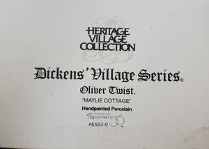 Vintage Dept 56 Dickens Collection Oliver Twist "Maylie Cottage" #5553-0 scatola originale - Foto 1 di 11