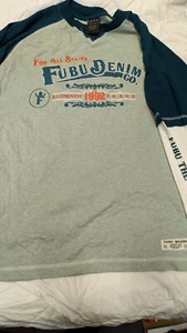 Vintage Fubu Varsity Sports  T Shirt Lime Green Streetwear Hip Hop 16-18  - Picture 1 of 6