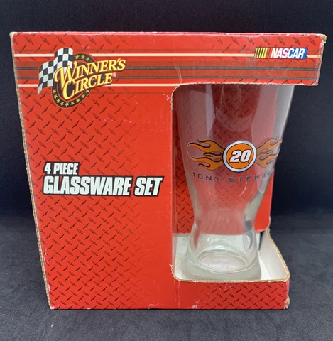 4 Tony Stewart #20 NASCAR Winners Circle 16 Ounce Glassware Clear Beer Glasses Cover