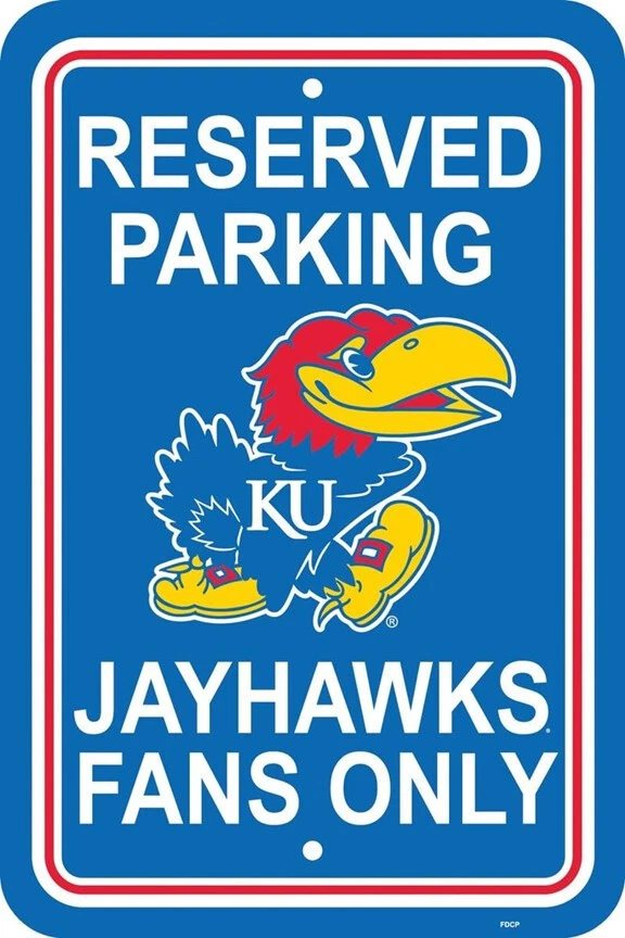 Kansas Jayhawks 12" x 18" Reserved Parking Plastic Sign - NCAA - Image 1 of 1