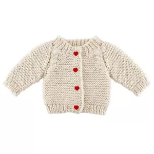 Cozy Knit Sweater Heart Button Autumn Winter Baby Sweaters 0-6 Month - Pack of 2 - Picture 1 of 4