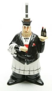 Interesante estatuilla de camarero y botella de aceite de porcelana 11" de altura. Decoración de cocina. - Imagen 1 de 3