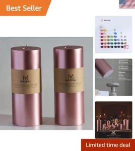 4" x 10" Extra-Large Rose Gold Pillar Candles Set of 2, Unscented, Dripless, ... - Picture 1 of 7