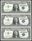 (3 ) $1 SILVER CERTIFICATES COMPLETE SET OF 3 = GEM UNCIRCULATED = 1957, A & B