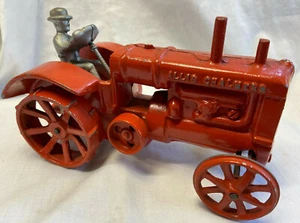 Vtg Allis Chalmers Die Cast Toy Tractor Red With Man Driving - Picture 1 of 10