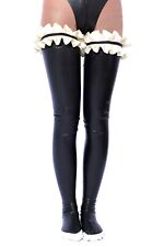 396b Latex Gummi maids ruffles Stocking thigh-highs seam socks customized 0.4mm
