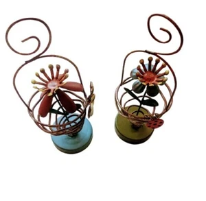 Flower Wire Picture Photo Card Holder set of Two. Multicolored. - Picture 1 of 6