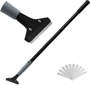 Heavy Duty 4-Inch Razor Blade Floor Scraper, 45 Inch Long-Handle, Cleaning Glass - Picture 1 of 11