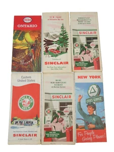 2H 6er Set Tankstelle Straßenkarten Sinclair Esso Ost USA Kanada - Bild 1 von 5