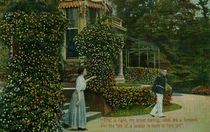 Alte Postkarte 1909 Das stimmt, mein tapferer Liebling winke mir ein Abschiedssoldat - Bild 1 von 2