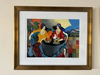 Itzchak Tarkay Limited Ed Framed Serigraph Harbor Break Certificate Authenticity - Image 1 of 2