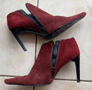 Charles David Burgundy Velvet Booties (Size 8) Used - Picture 1 of 5