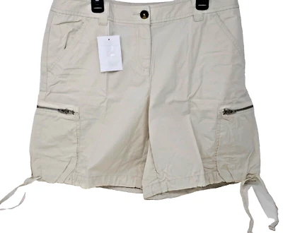 Victoria Secret's London Jean Chino Shorts with Side Zip Pockets Size 8 ~ Beige - Image 1 of 4