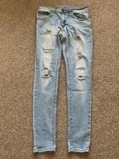 Liquor N Poker Ripped Blue Jeans 32W Stretch