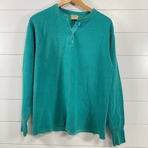Vintage L.L. Bean Womens 80s 2 Layer River Driver Henley Shirt sz M Cotton Wool - Picture 1 of 11