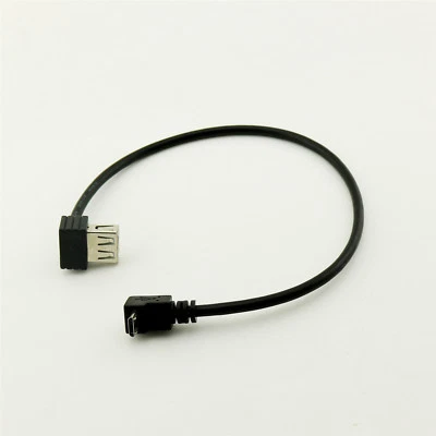30cm USB 2.0 A Female Angled to Micro USB 5 Pin Male UP Angled Cable for Android - Image 1 of 4