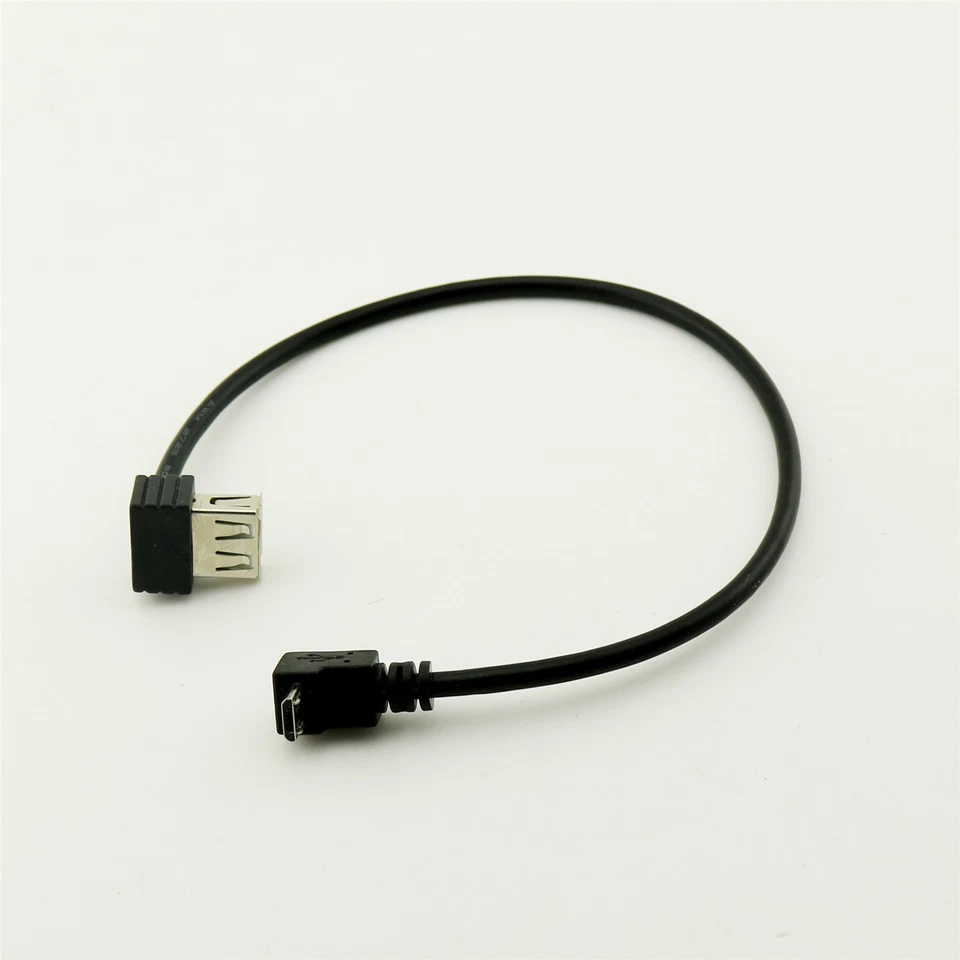 30cm USB 2.0 A Female Angled to Micro USB 5 Pin Male UP Angled Cable for Android - Image 1 of 4