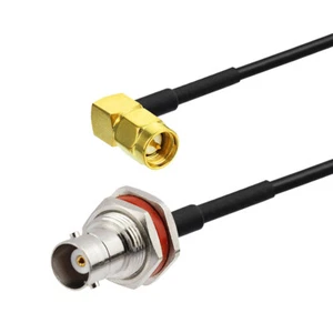 Paquete de 3 adaptadores de antena SMA macho ángulo recto a BNC hembra cable coleta RF de 15 cm - Imagen 1 de 3
