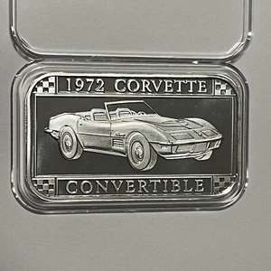 1972 Corvette Convertible￼ Rare Collectors Ingot Bar 1 Troy Oz .999 Fine Silver￼ - Picture 1 of 14