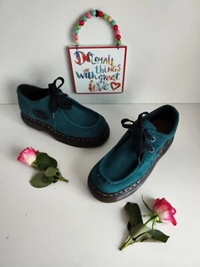Dr Martens 2 eye platform chunky quad sole suede teal  shoes 1461 UK7 EU41 US9 - Picture 1 of 13