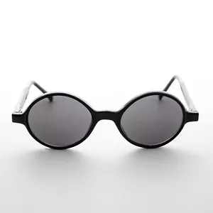 Mod Vintage Sunglasses Round Black Frame and Gray Lens - Ashton - Picture 1 of 3
