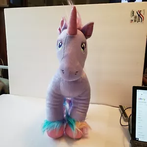Build A Bear BAB Beary Fairy púrpura-rosa brillante unicornio con melena y cola arco iris - Imagen 1 de 11