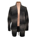 360 Sweater Open Front Cardigan Size Large Gray Black Ombre Fuzzy Alpaca Wool