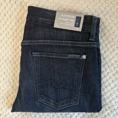 7 For All Mankind Kimmie Jeans Size 31 Measures W31 L35 Dark Blue Straight BNWT - Image 1 of 4